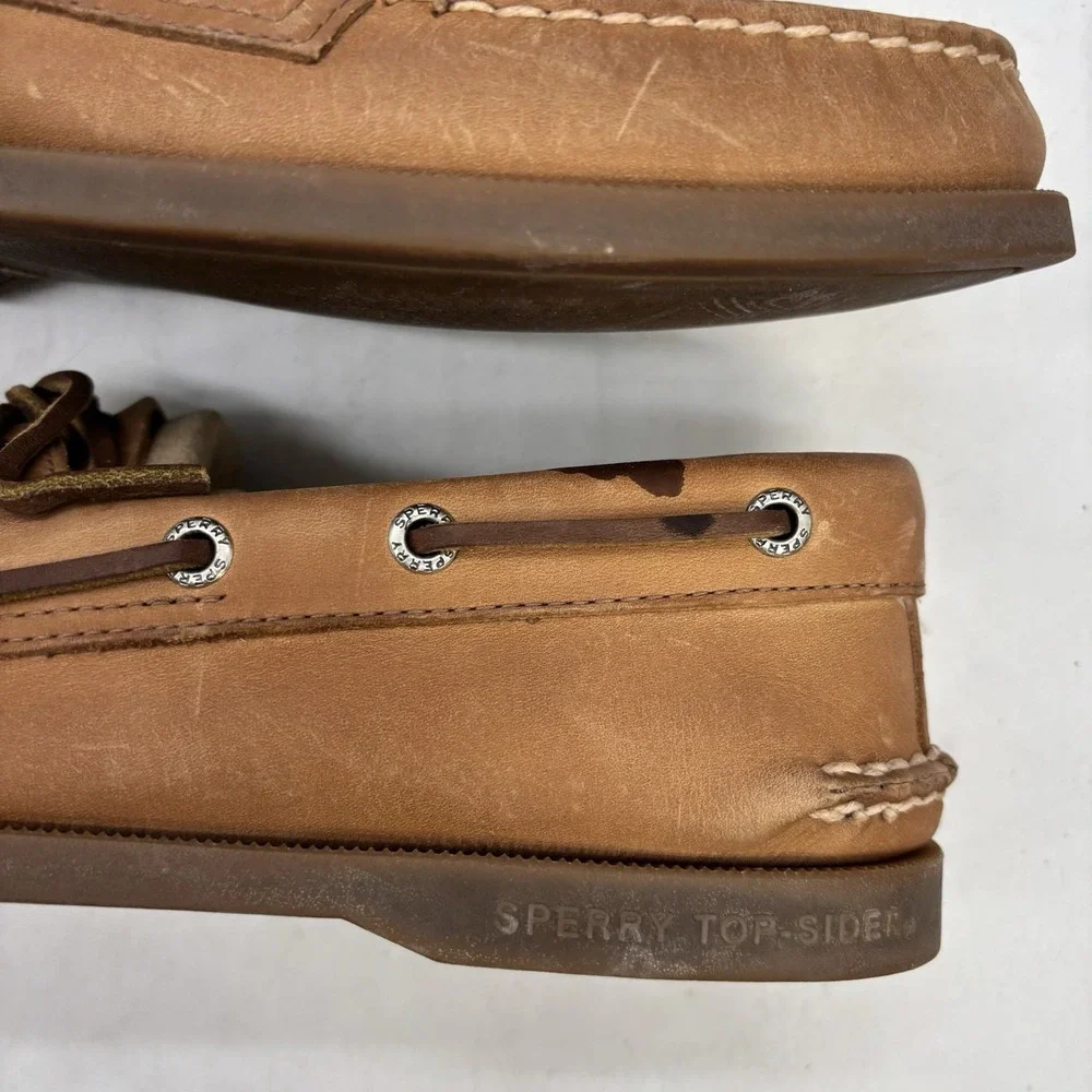 Sperry Top-Sider Leather Boat Shoes Mens 9 M Brown Slip On Loafers Mocs Dillards